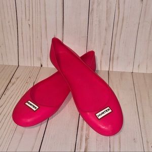 Bright Pink Hunter Rain Flats (US 8)